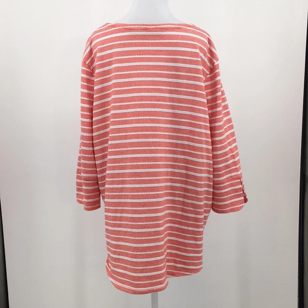 Zenergy Chico's Textured Envelope-Hem Tunic Top Womens‎ 4 XXL Red White Stripe - Picture 3 of 12